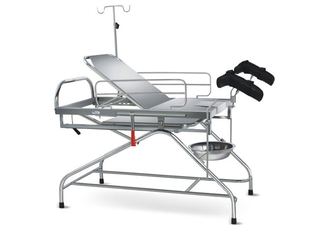 obstetric labour table telescopic stainless steel with mattress