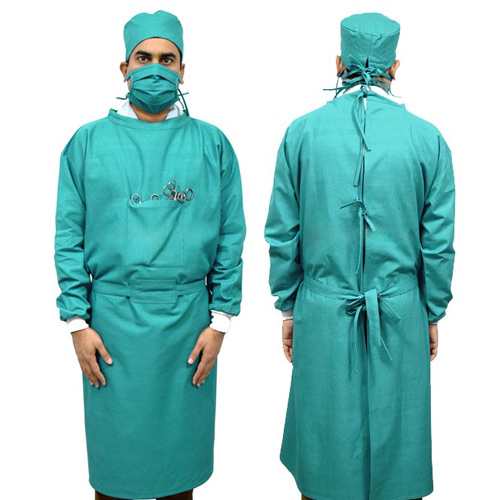 operating theater gown with front green